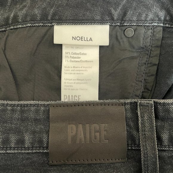 Paige Black Quartz Noella Straight Leg Boyfriend Jeans Women's 32 Stretch Denim - Picture 11 of 11